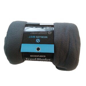 Microfleece Blanket - TRAVELPILLOW brand - Solid Gray, Lightweight, Super Soft